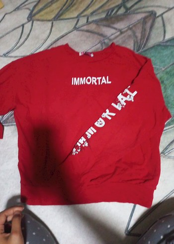 Kırmızı Uzun Kollu Kadın Sweatshirt