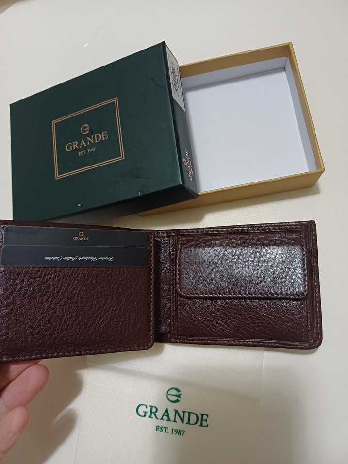 Grande marka hakiki deri Modern Klasik Erkek Cüzdanı sıfır - Görsel 2