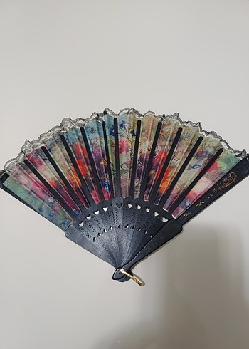 Renkli Dantel Detaylı Katlanabilir Yelpaze - Görsel 2