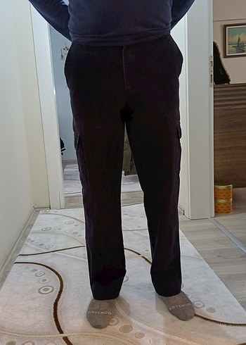 lacivert kışlık  erkek keten kumaştan pantolon - Görsel 2