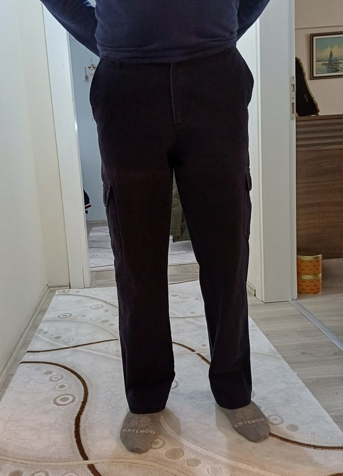 lacivert kışlık  erkek keten kumaştan pantolon - Görsel 2