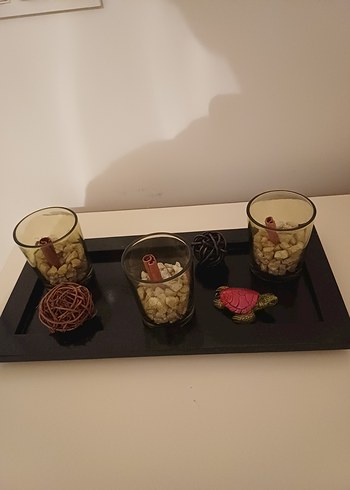 Siyah Tepsi ve Mumluk Seti