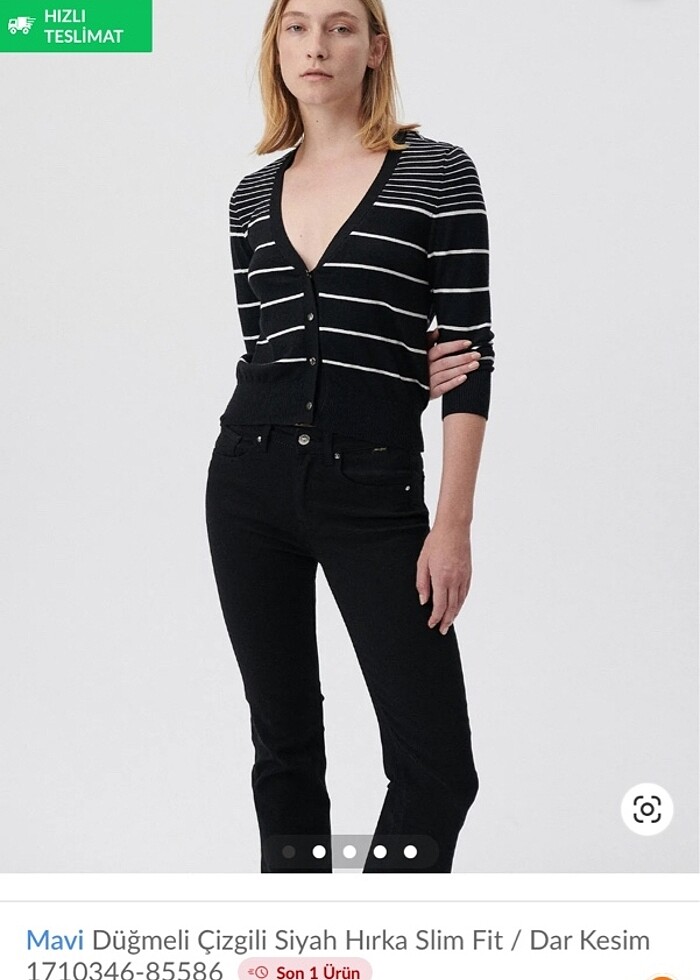 Mavi dar kesim hırka XS - Görsel 2