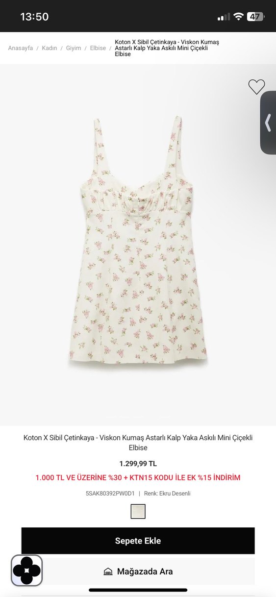 Koton X Sibil Çetinkaya Mini Çiçekli Elbise - Görsel 3