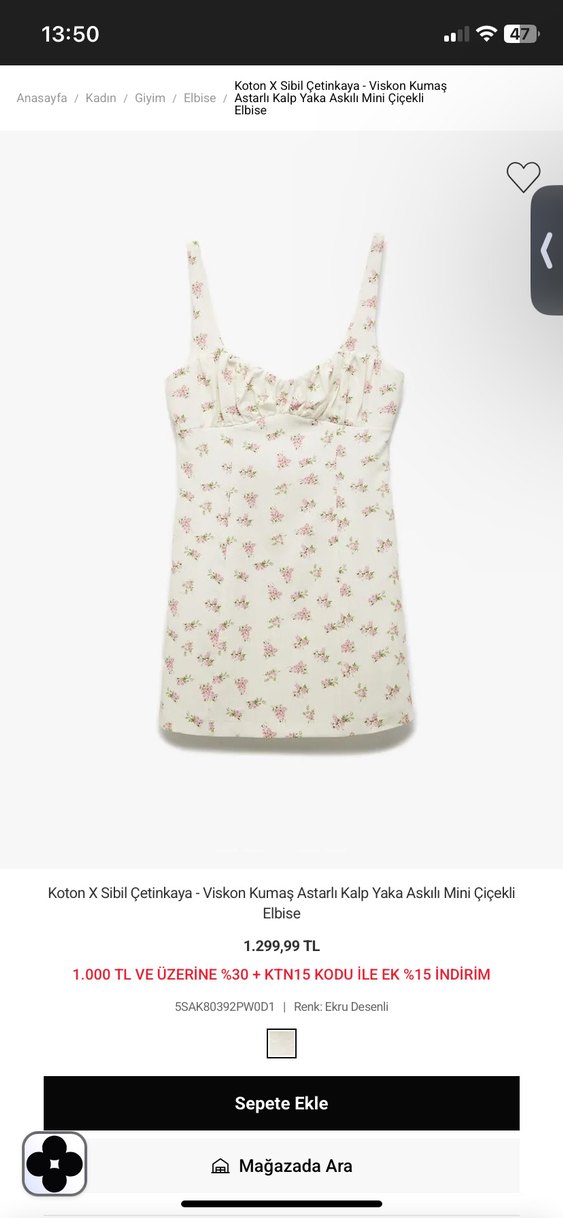 Koton X Sibil Çetinkaya Mini Çiçekli Elbise - Görsel 2