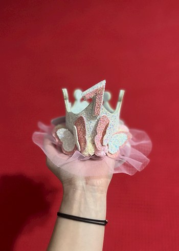 Pembe bebek Elbisesi, Fırfır Detaylı taç ve ayakkabı dahil - Görsel 2