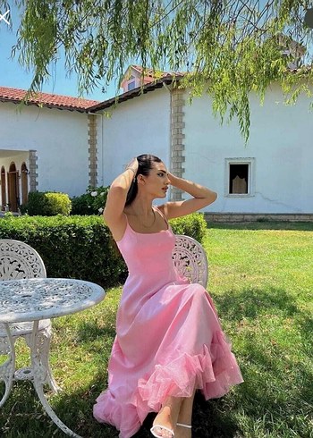 Pembe  Midi  Elbisesi - Görsel 3