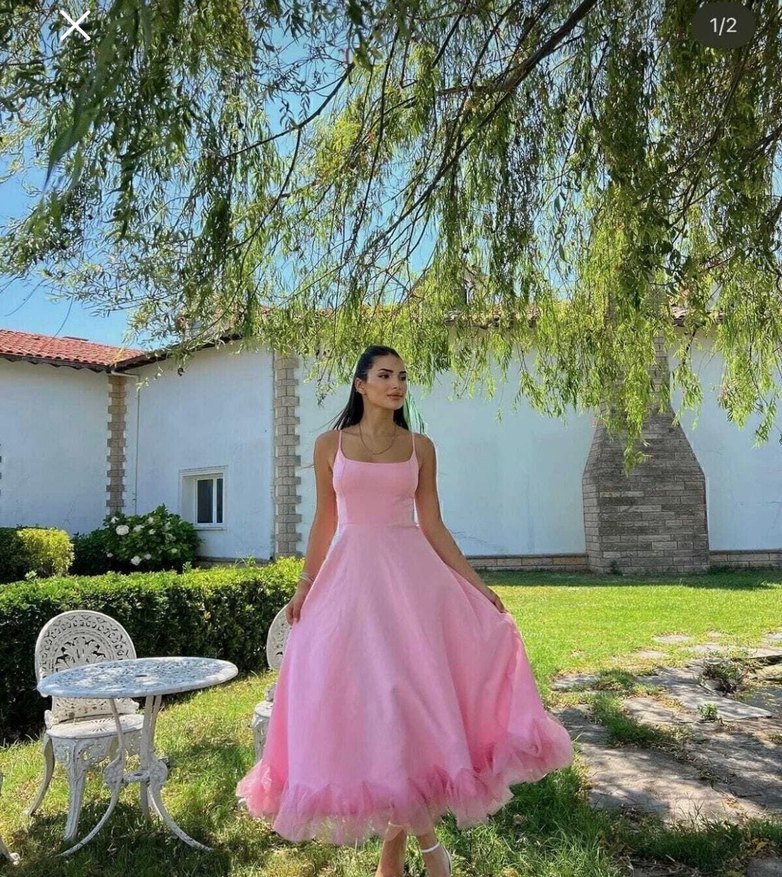 Pembe  Midi  Elbisesi - Görsel 2