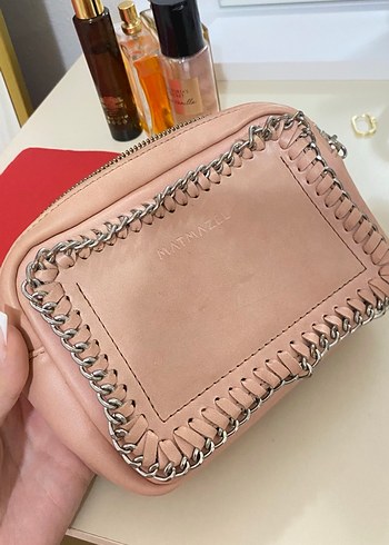 Zincir Detaylı Pembe Deri Kadın Çanta - Görsel 2