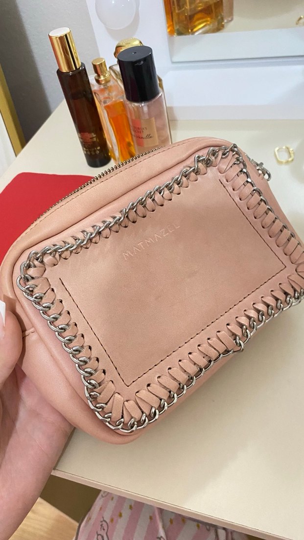 Zincir Detaylı Pembe Deri Kadın Çanta - Görsel 2