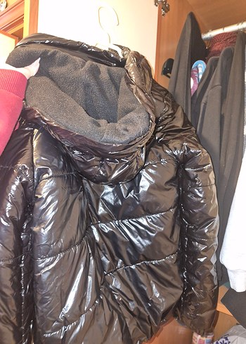 Siyah Deri Midi çocuk Ceket - Görsel 2