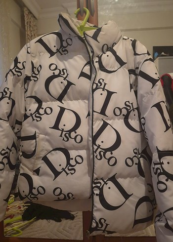 Baskılı Beyaz Kadın Kışlık Mont - Görsel 2