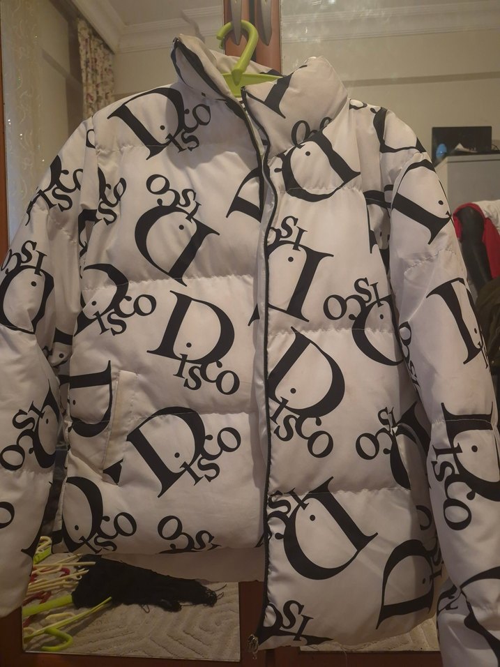 Baskılı Beyaz Kadın Kışlık Mont - Görsel 2