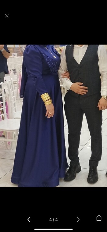 Mavi saten abiye