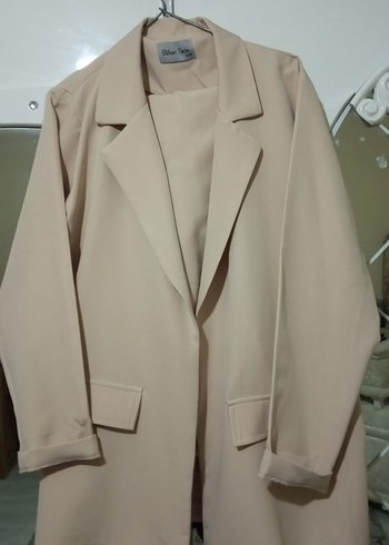 Bej Uzun Kadın Blazer Ceket - Görsel 2