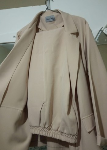 Bej Uzun Kadın Blazer Ceket - Görsel 3