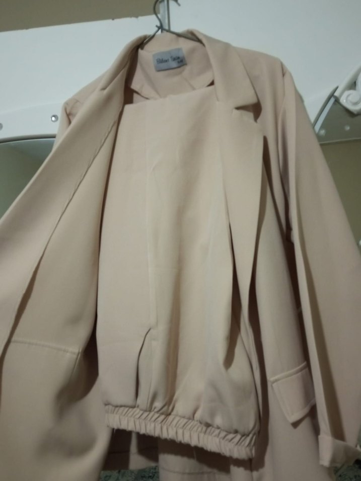 Bej Uzun Kadın Blazer Ceket - Görsel 3