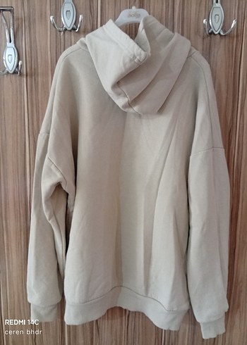 Bej Kapüşonlu Bohem Rahat Sweatshirt - Görsel 3