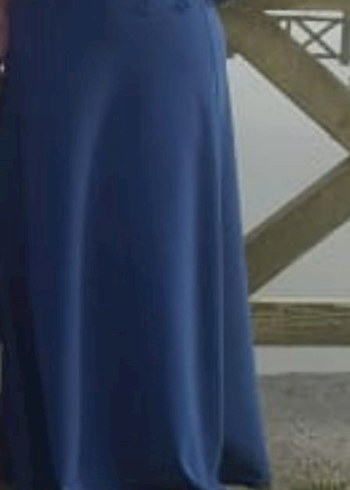 Düğmeli Lacivert Nakışlı Uzun Elbise - Görsel 7