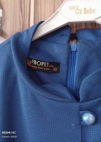 Düğmeli Lacivert Nakışlı Uzun Elbise - Görsel 4