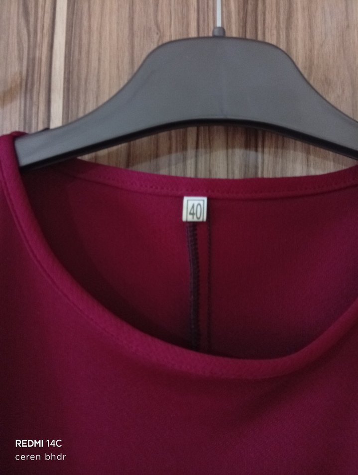 Kemerli Bordo Uzun Kollu Kadın Elbise - Görsel 4