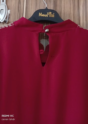 Bordo Nakışlı Uzun Kollu Kadın Elbise - Görsel 3