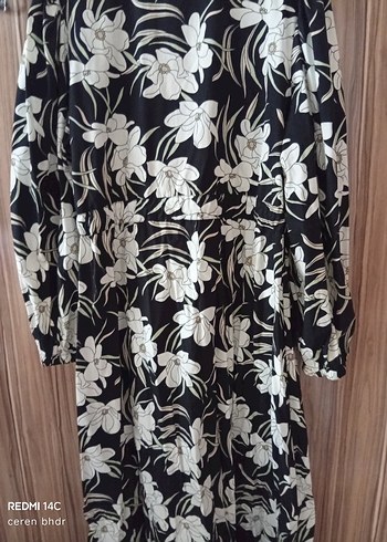 Siyah Çiçek Desenli Uzun Bohem Elbise - Görsel 5