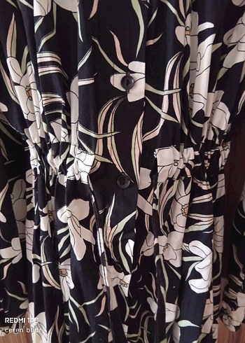 Siyah Çiçek Desenli Uzun Bohem Elbise - Görsel 2