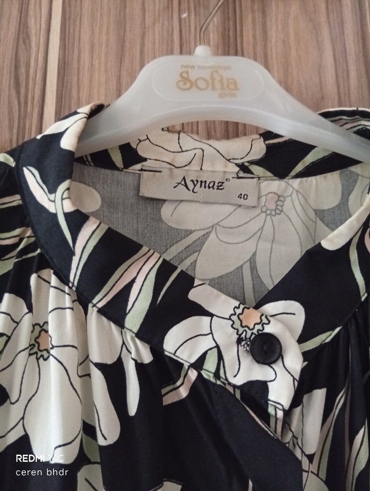 Siyah Çiçek Desenli Uzun Bohem Elbise - Görsel 4