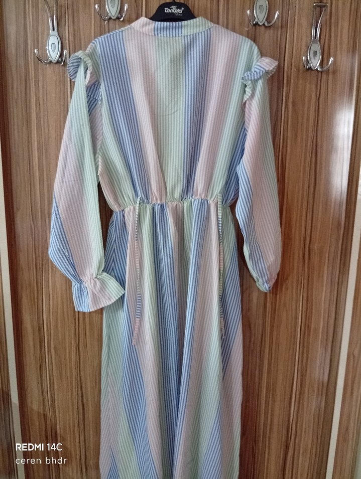 Bohem Çok Renkli Uzun Kollu Elbise - Görsel 2