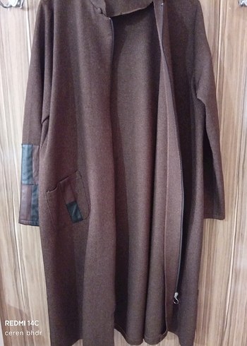 Drapeli Kahverengi Kadın Uzun Kaban - Görsel 2