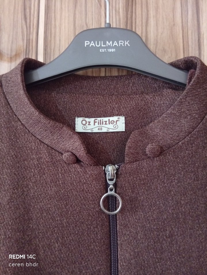 Drapeli Kahverengi Kadın Uzun Kaban - Görsel 3