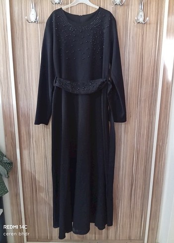 Siyah Nakışlı Uzun Kollu Gotik Elbise - Görsel 2