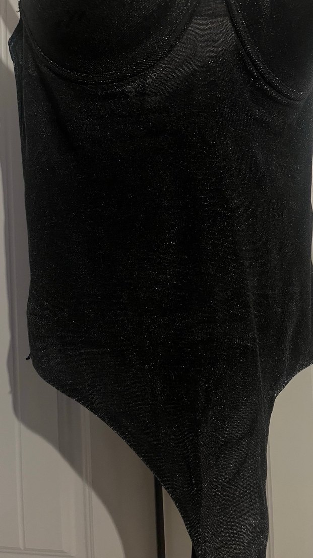 Siyah Gotik V-Yaka Strappy Bustier - Görsel 2