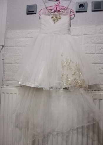 Beyaz Nakışlı kız çocuk gelinlik 6 7 yaş uyumlu - Görsel 2