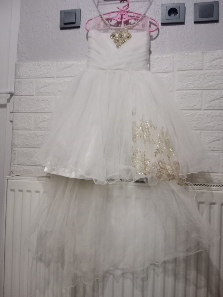 Beyaz Nakışlı kız çocuk gelinlik 6 7 yaş uyumlu - Görsel 2