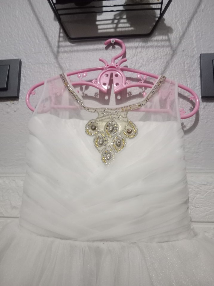 Beyaz Nakışlı kız çocuk gelinlik 6 7 yaş uyumlu - Görsel 4