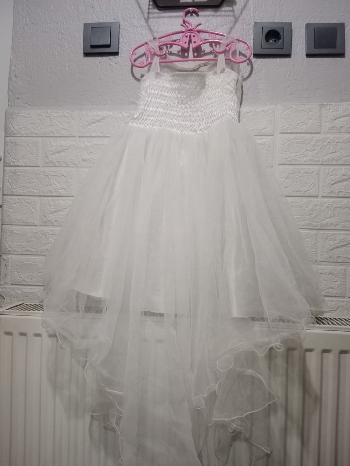 Beyaz Nakışlı kız çocuk gelinlik 6 7 yaş uyumlu - Görsel 5