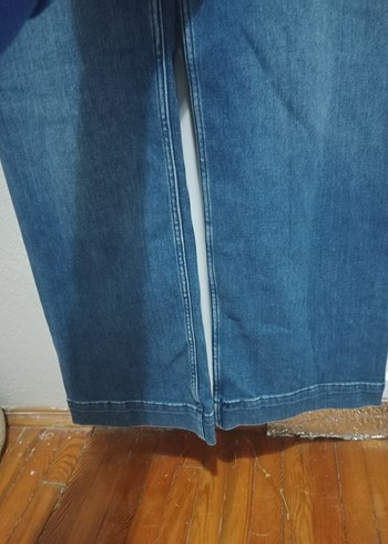 Düğmeli Mavi Kadın Denim Midi kız çocuk - Görsel 2