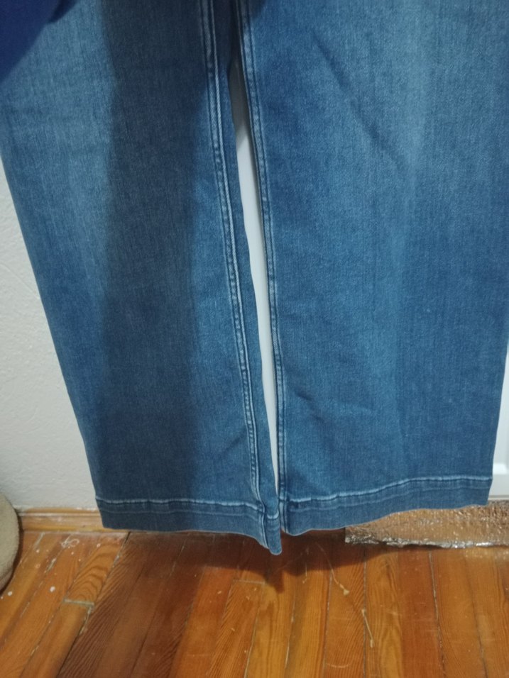 Düğmeli Mavi Kadın Denim Midi kız çocuk - Görsel 2