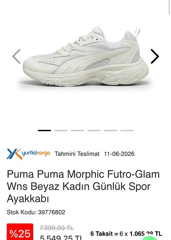 Puma Morphic Futro Glam Beyaz Kadin Spor Ayakkabi