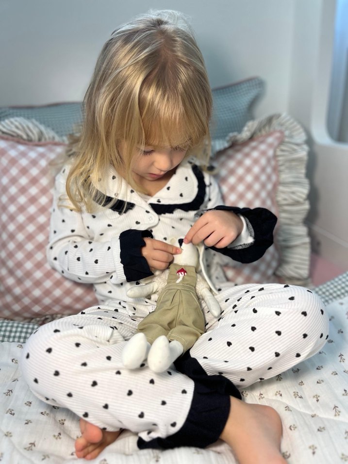 Puantiye Desenli Pamuklu Kız Pijama Takımı - Görsel 2