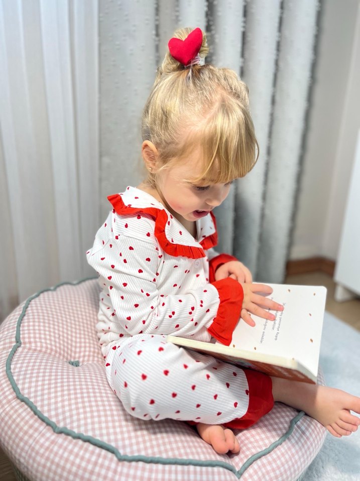 Kız Çocuk Beyaz Puantiyeli Dantel Detaylı Pijama - Görsel 2