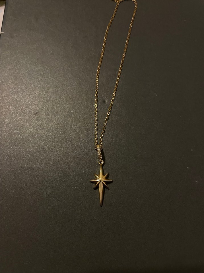 Altın Renk Zincir Detaylı Midi Kolye - Görsel 2