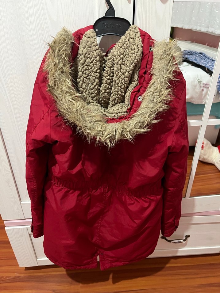 Kırmızı Fermuarlı Midi Çocuk Mont - Görsel 3