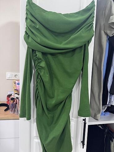 Zara Zara Büzgülü Uzun Kollu Elbise