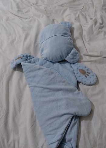 Nakışlı Mavi Peluş minder yastık - Görsel 2