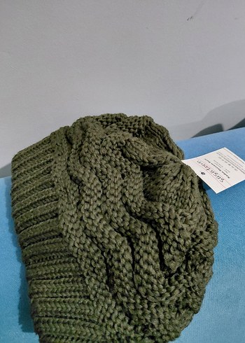 Kadın Örgü Khaki Bere - Görsel 2