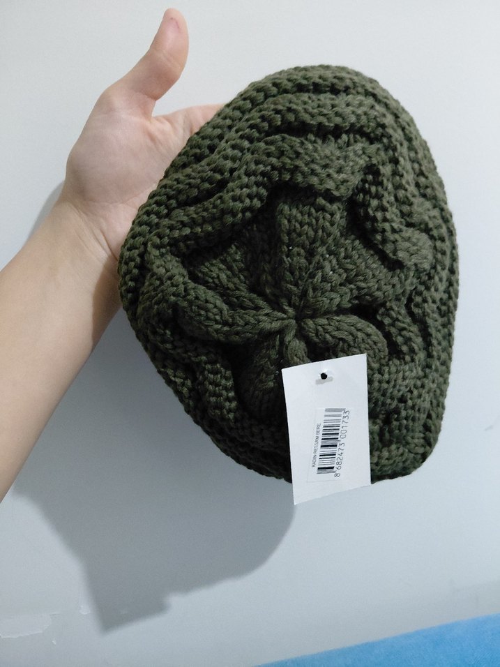 Kadın Örgü Khaki Bere - Görsel 3