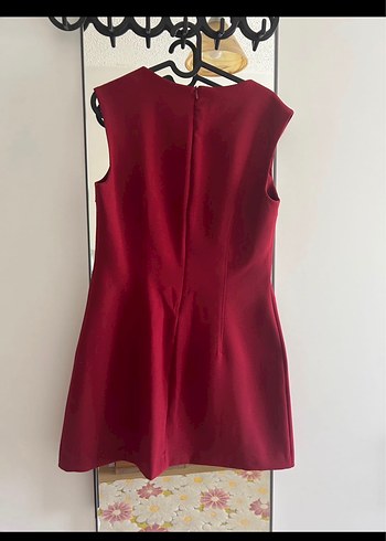 Bordo Mini Elbise Zara L - Görsel 3